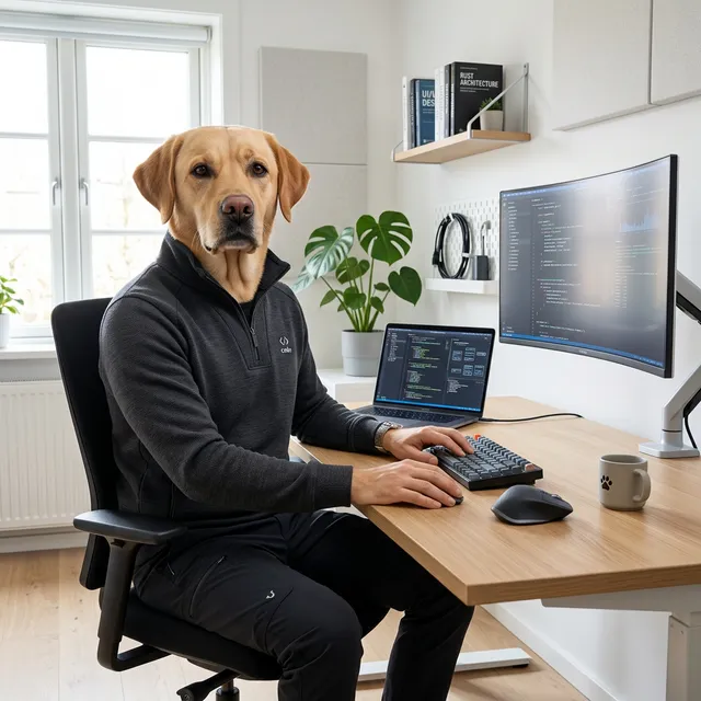 Professional software developer with a dog head - Barking Dogs IT Agency